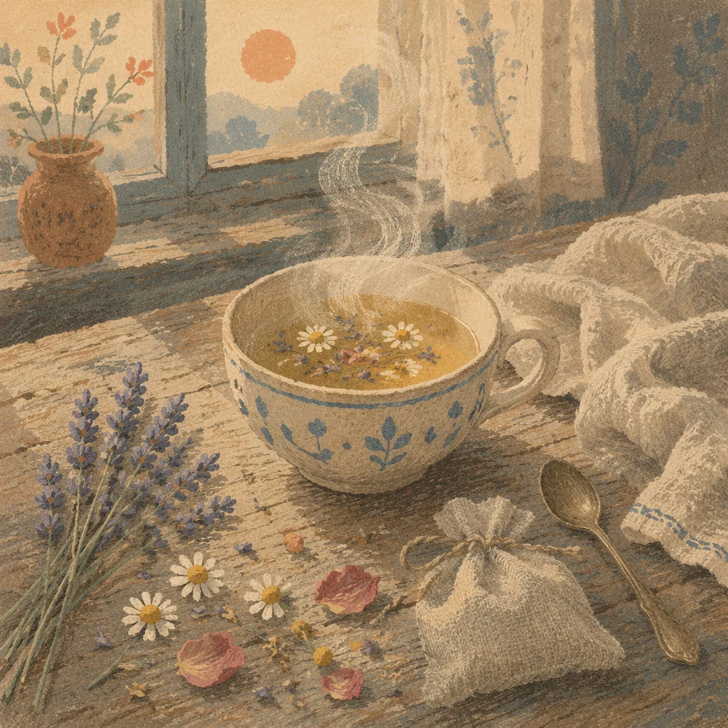 Rustic Herbal Tea with Dried Flowers