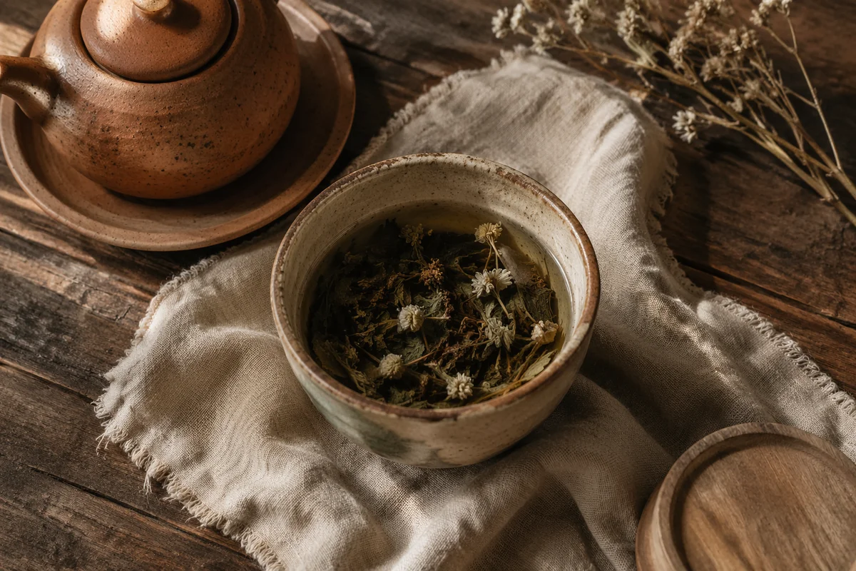 Rustic Herbal Tea Cup with Dried Flowers