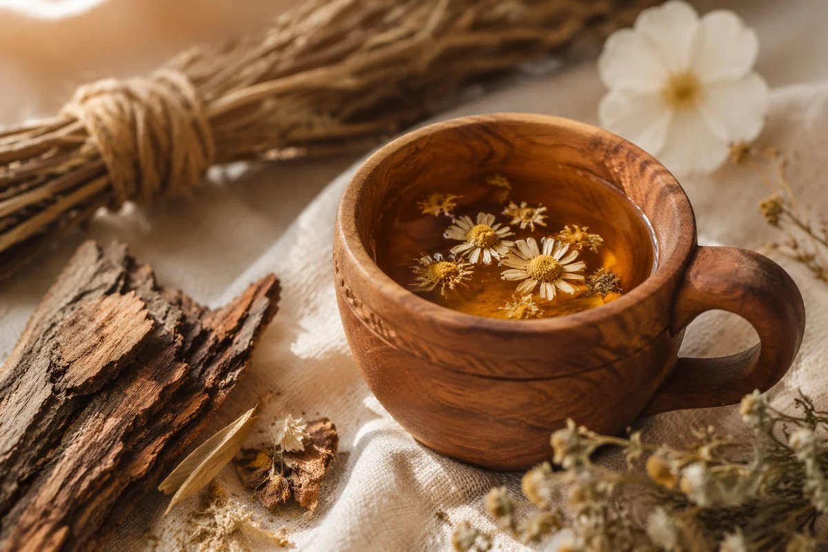 Rustic Herbal Tea Cup with Dried Flowers