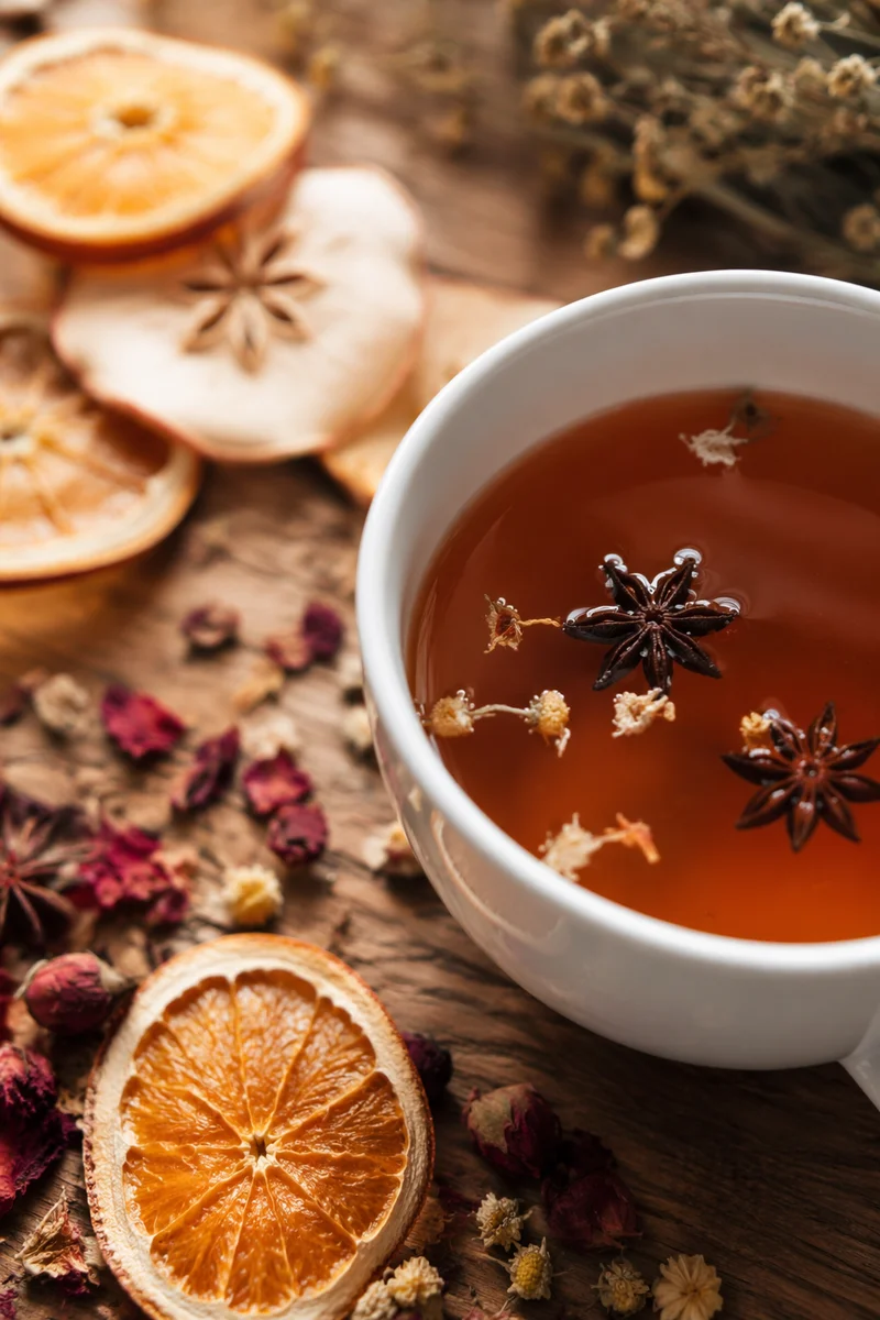 Rustic Herbal Tea With Dried Flowers