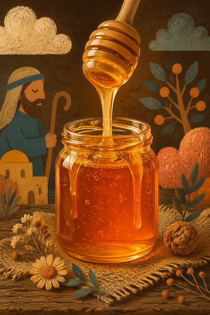 Golden Honey Dripping Into Rustic Glass Jar