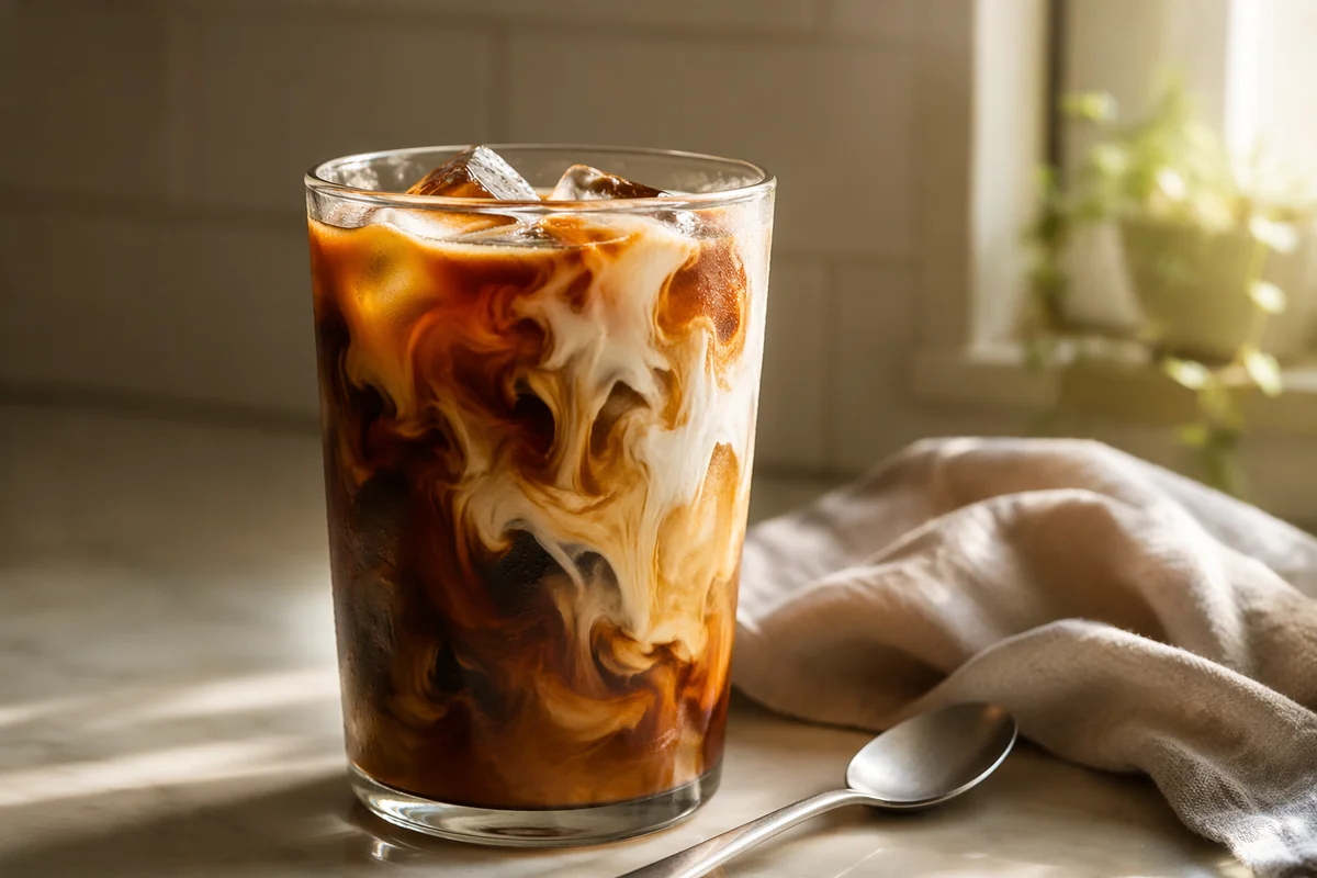 Cream Swirl Iced Coffee Close Up