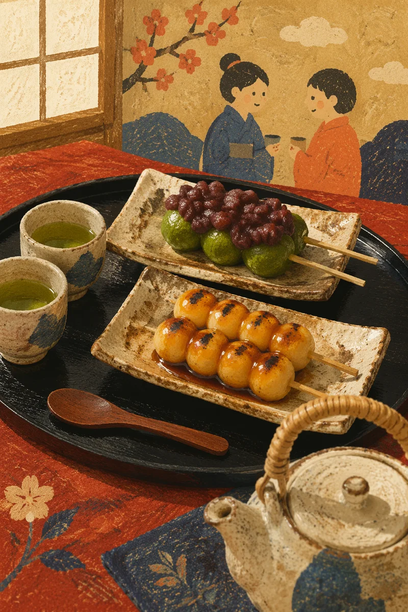 Traditional Japanese Wagashi Tea Table