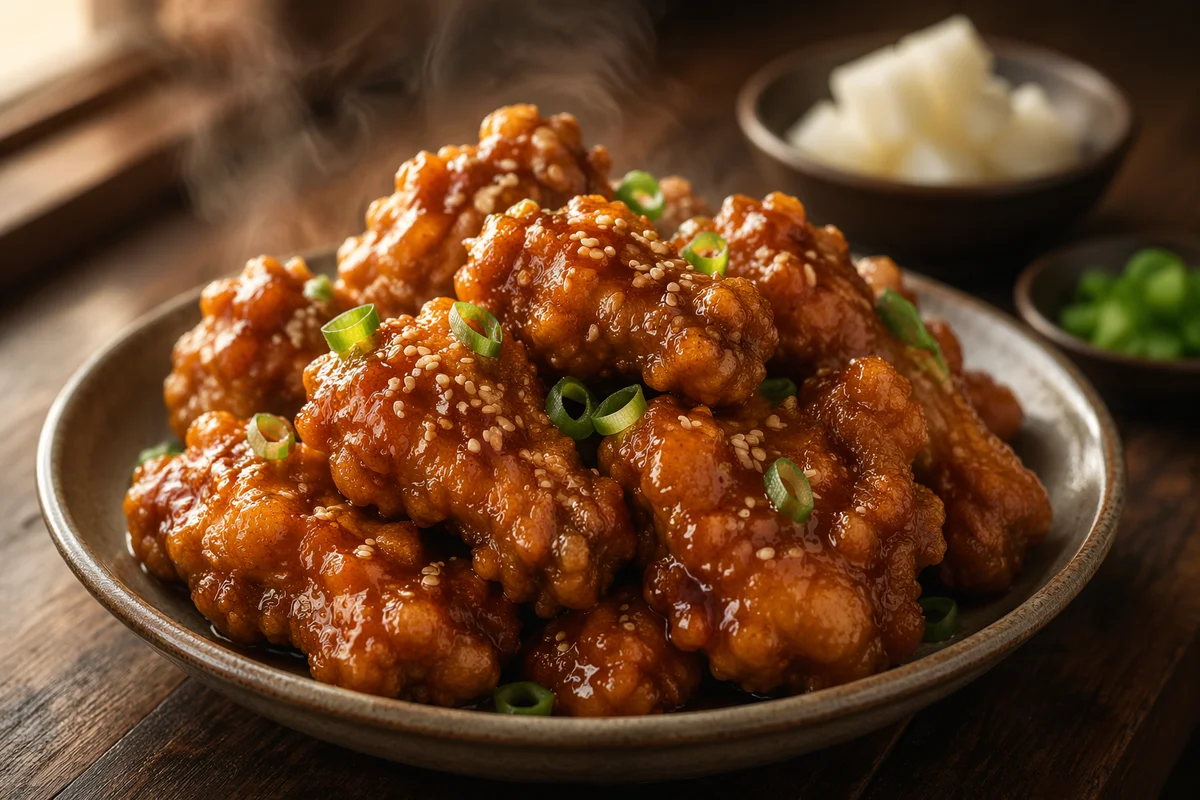 Crispy Golden Korean Fried Chicken Close-Up
