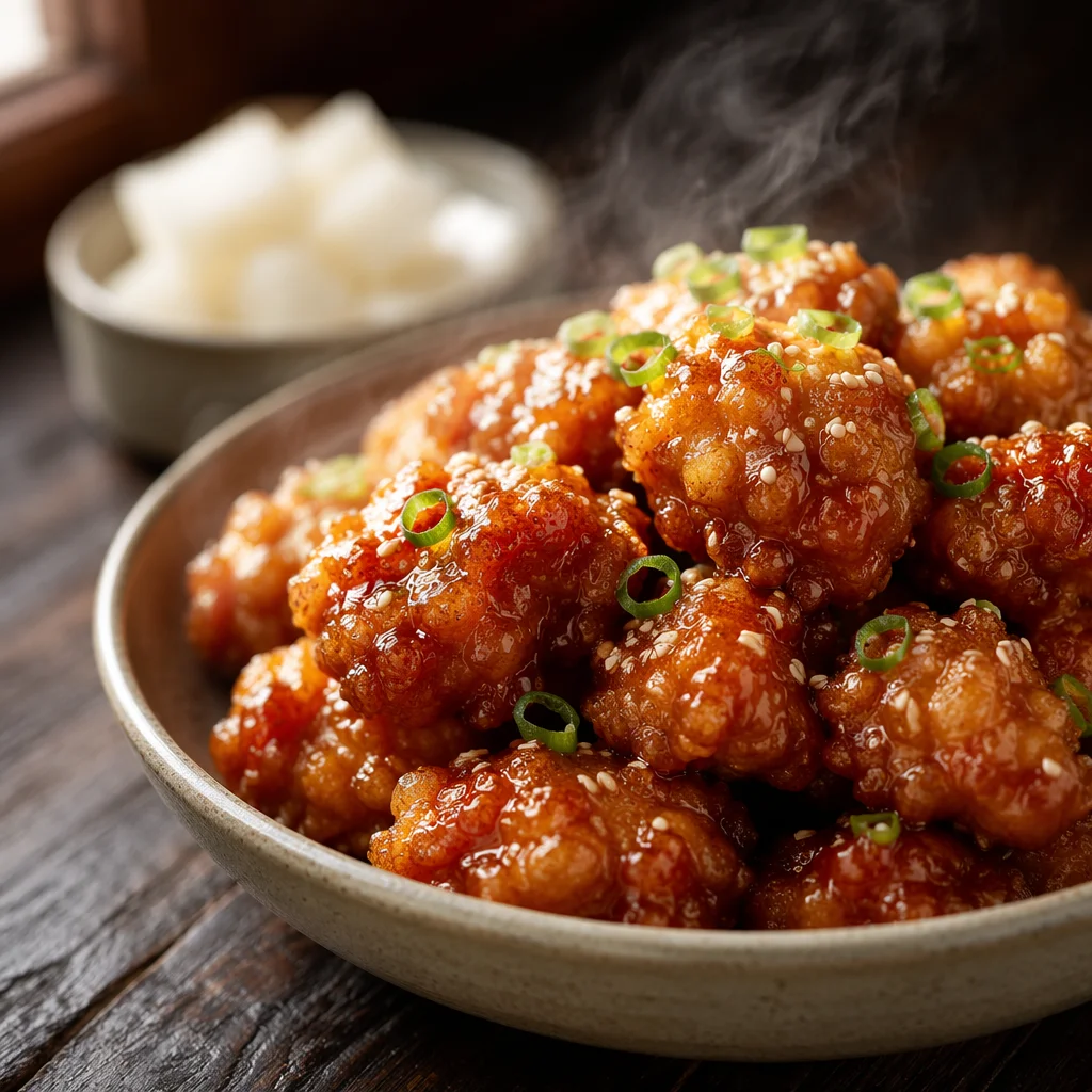 Crispy Golden Korean Fried Chicken Close-Up