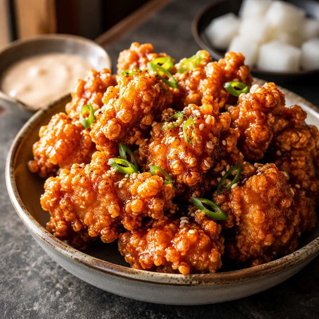 Crispy Golden Korean Fried Chicken Close-Up