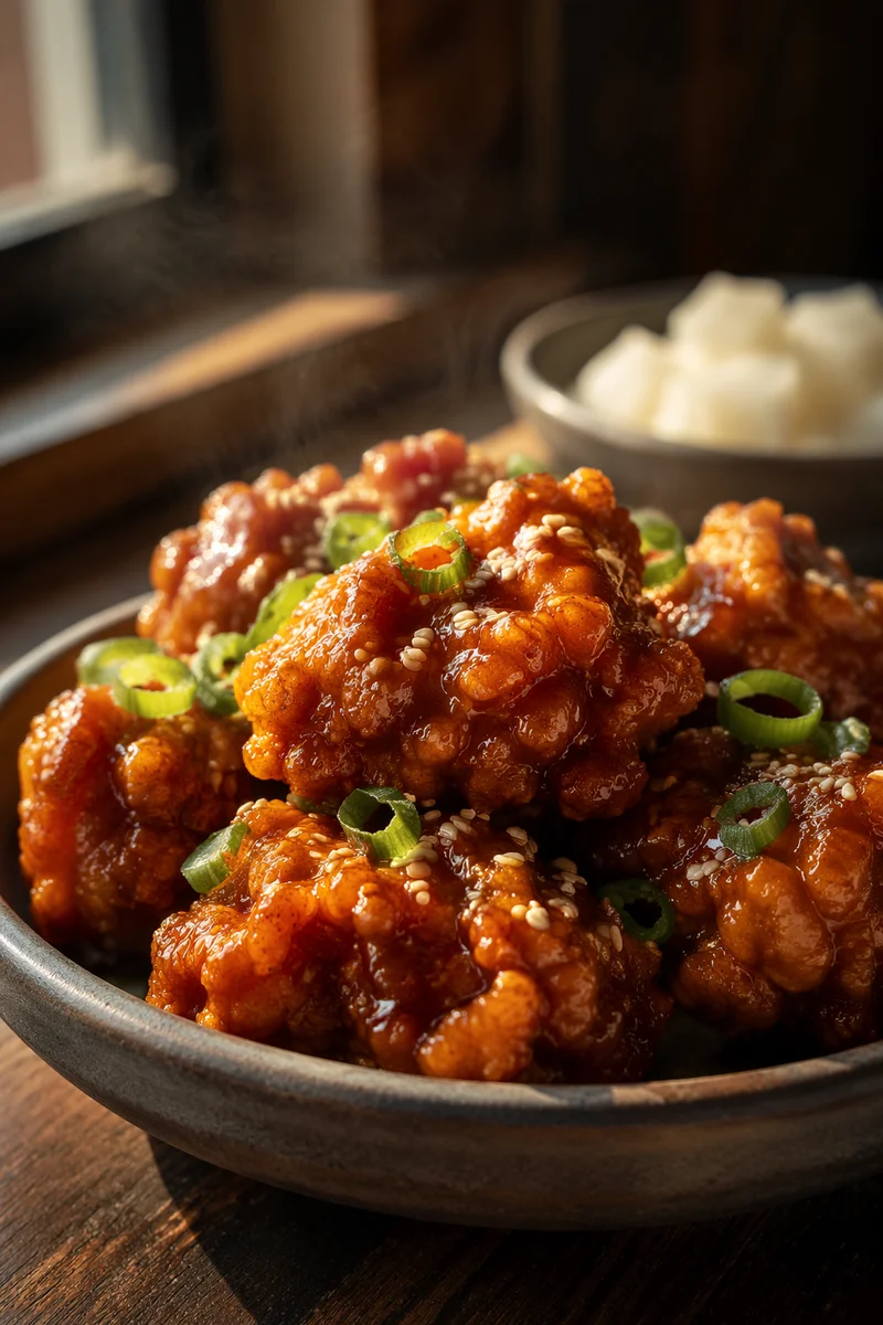 Crispy Golden Korean Fried Chicken Close-Up