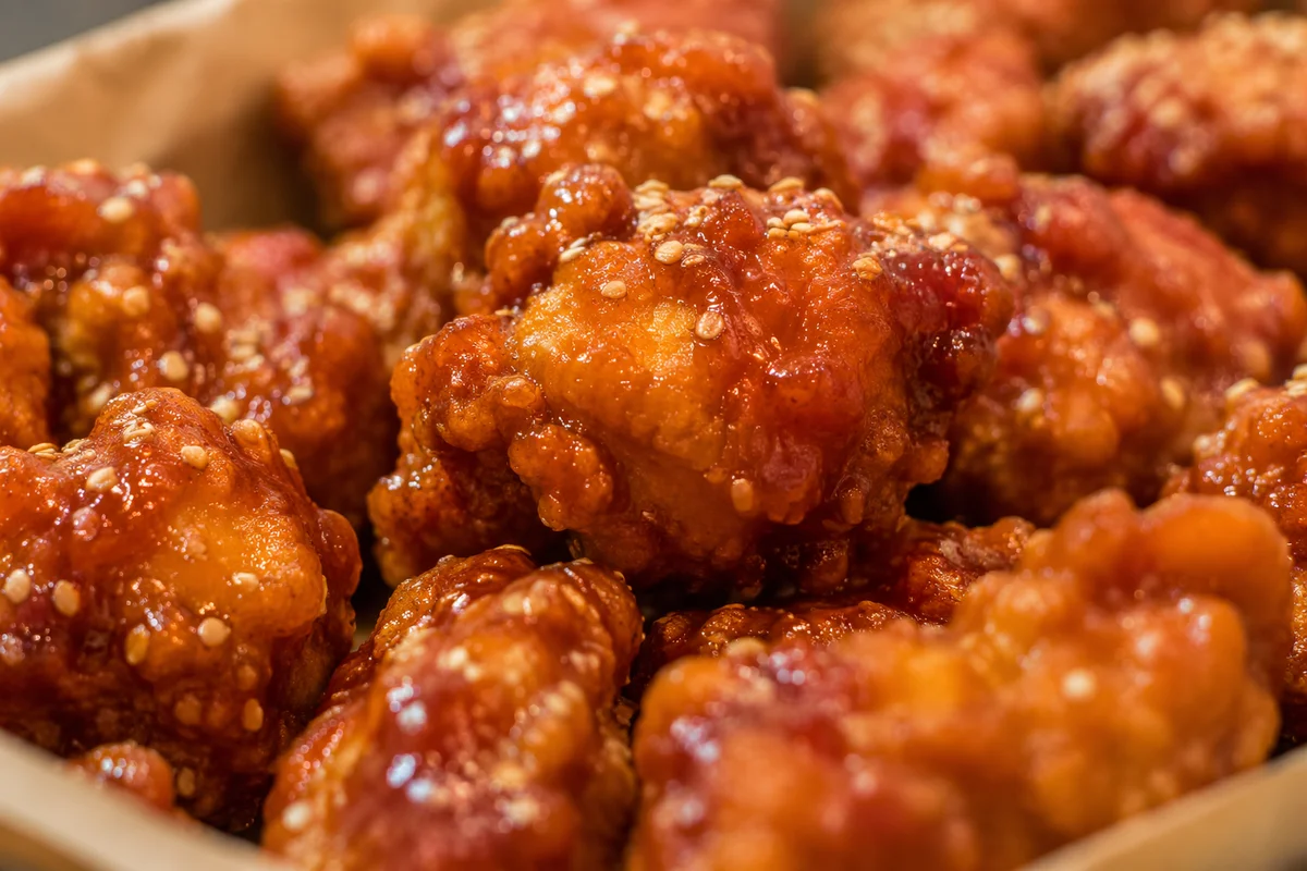 Crispy Korean Fried Chicken Close Up