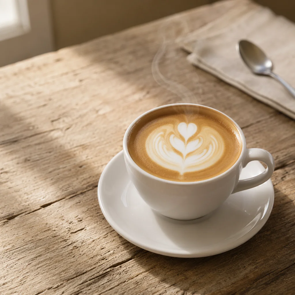 Heart Latte Art in Cozy Cafe
