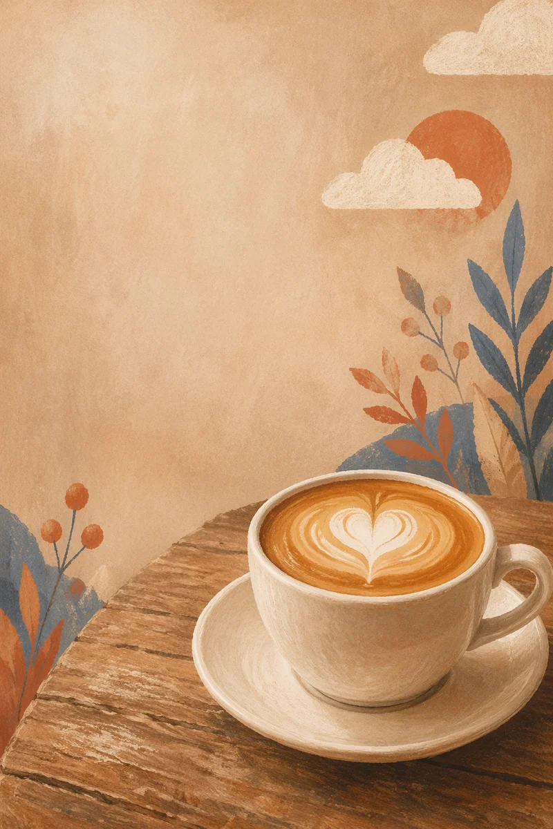 Warm Café Latte Heart in White Cup