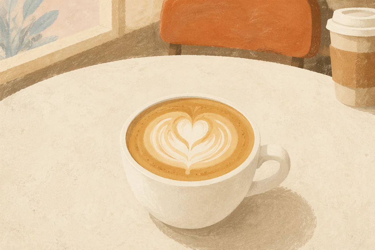 Heart Latte in White Café Cup