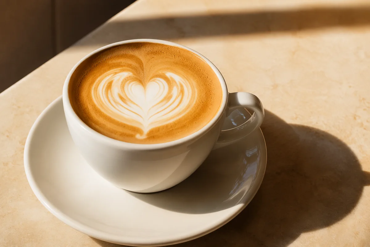 Heart Latte in White Ceramic Cup