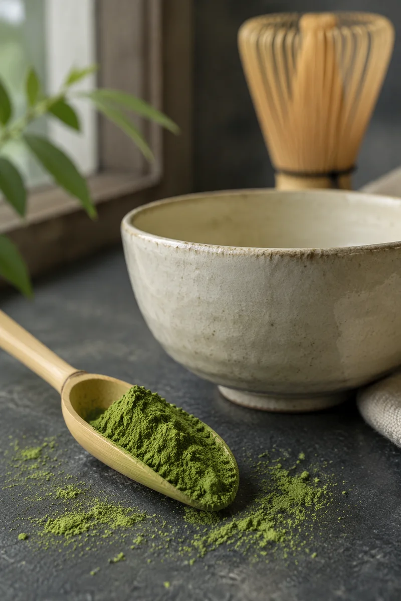 Matcha Powder Tea Ritual with Ceramic Bowl