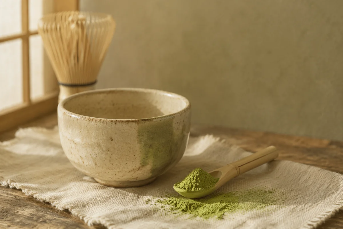 Artisanal Matcha Powder in Bamboo Scoop