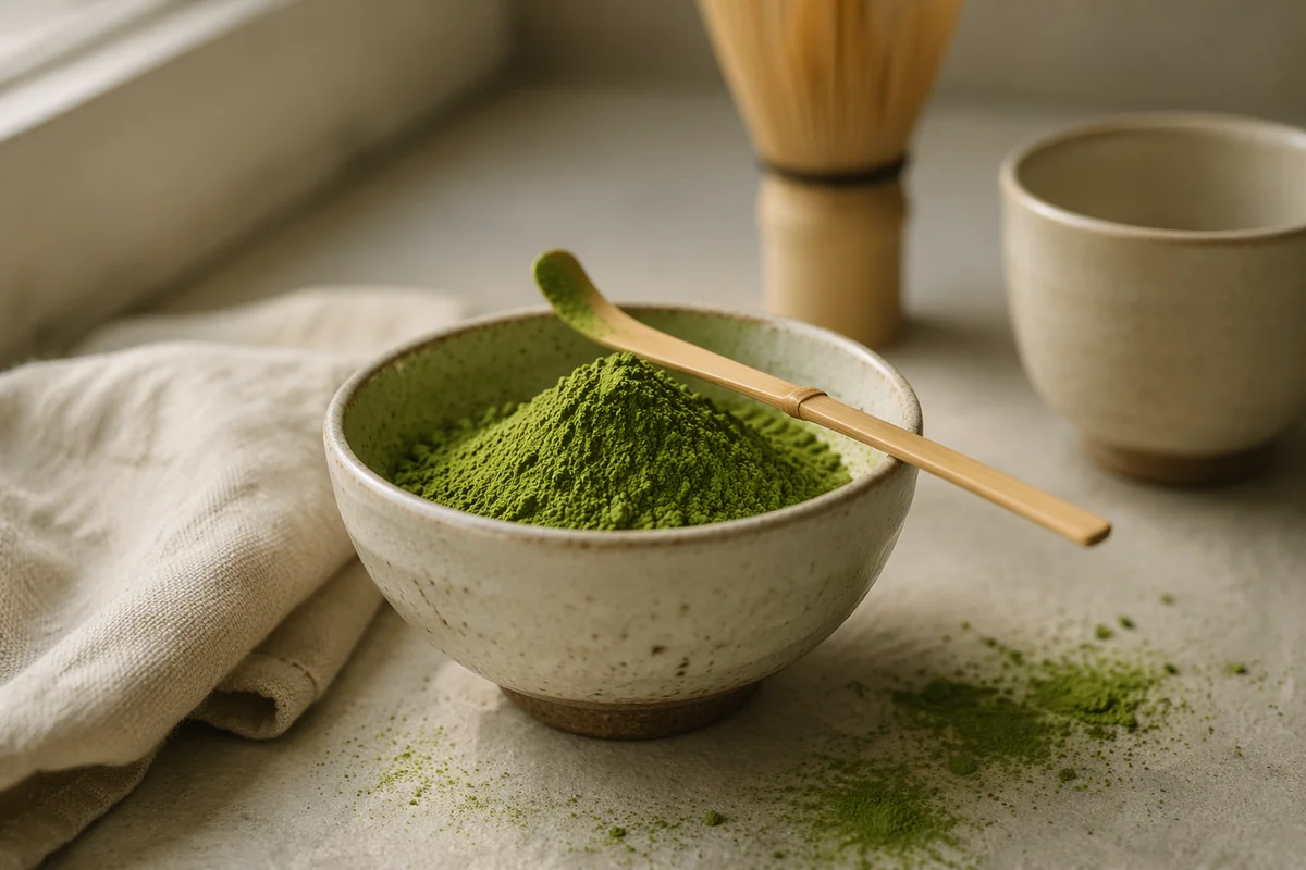 Matcha Powder in Ceramic Bowl