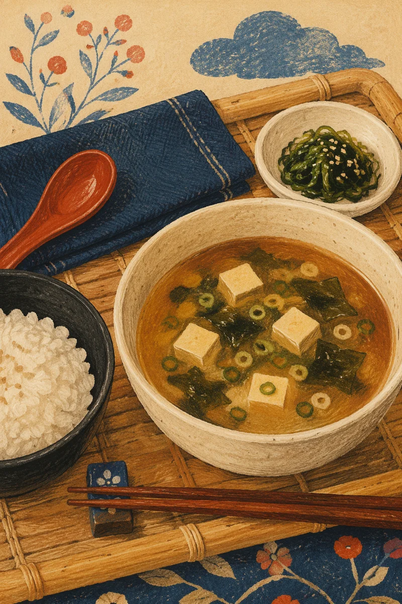 Cozy Japanese Miso Soup Meal Tray