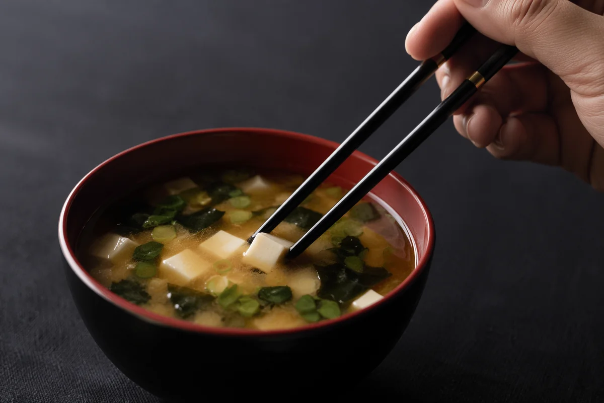 Moody Miso Soup Bowl With Chopsticks