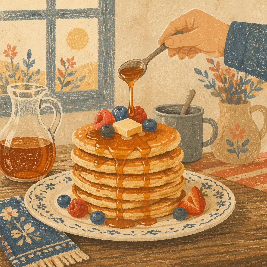Pancakes With Berries And Maple Syrup
