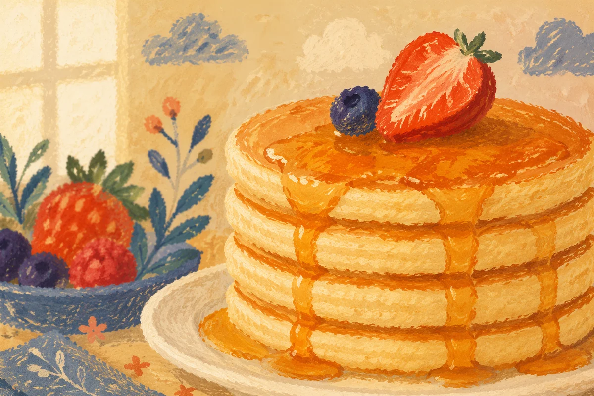 Golden Pancake Stack with Berries