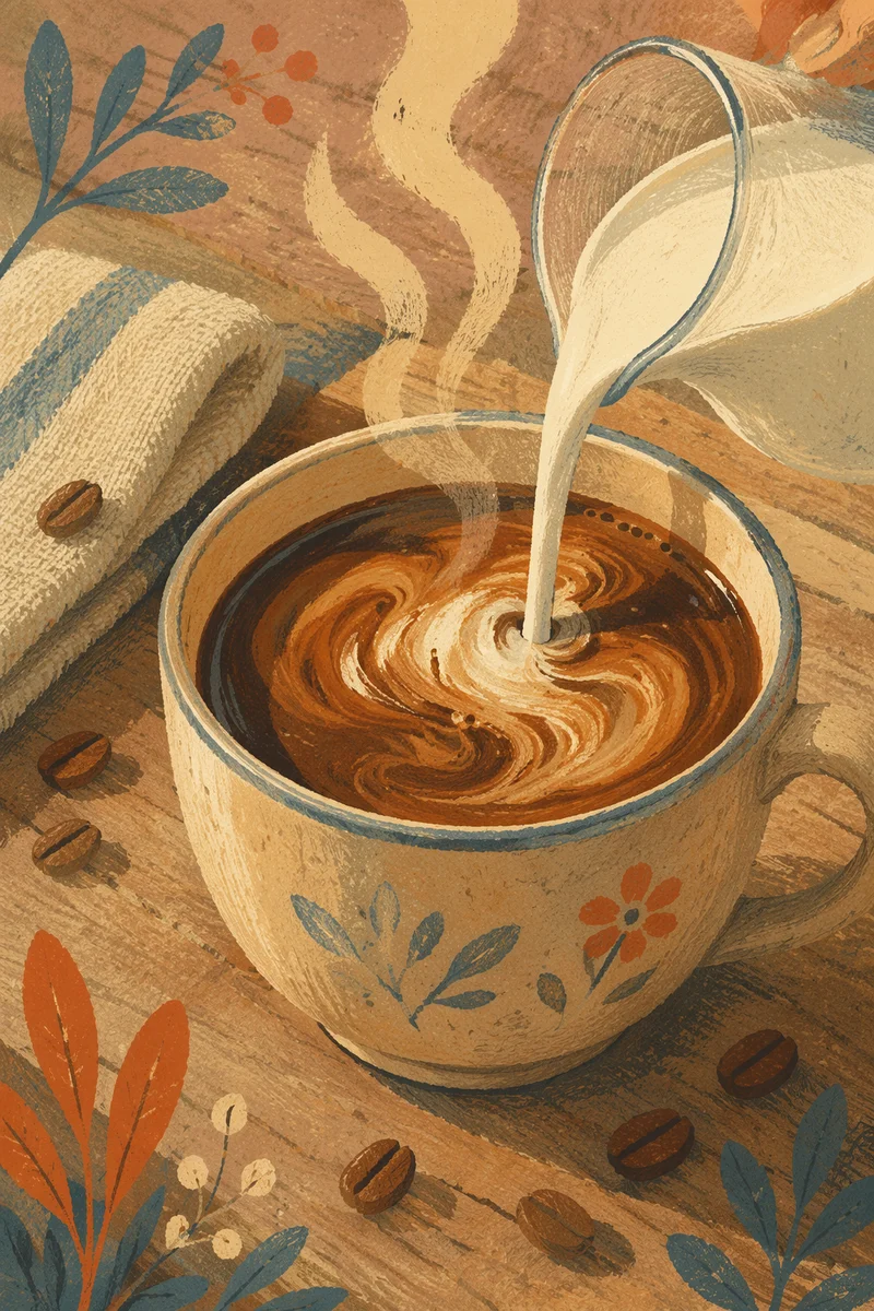 Milk Swirl in Rustic Coffee Cup