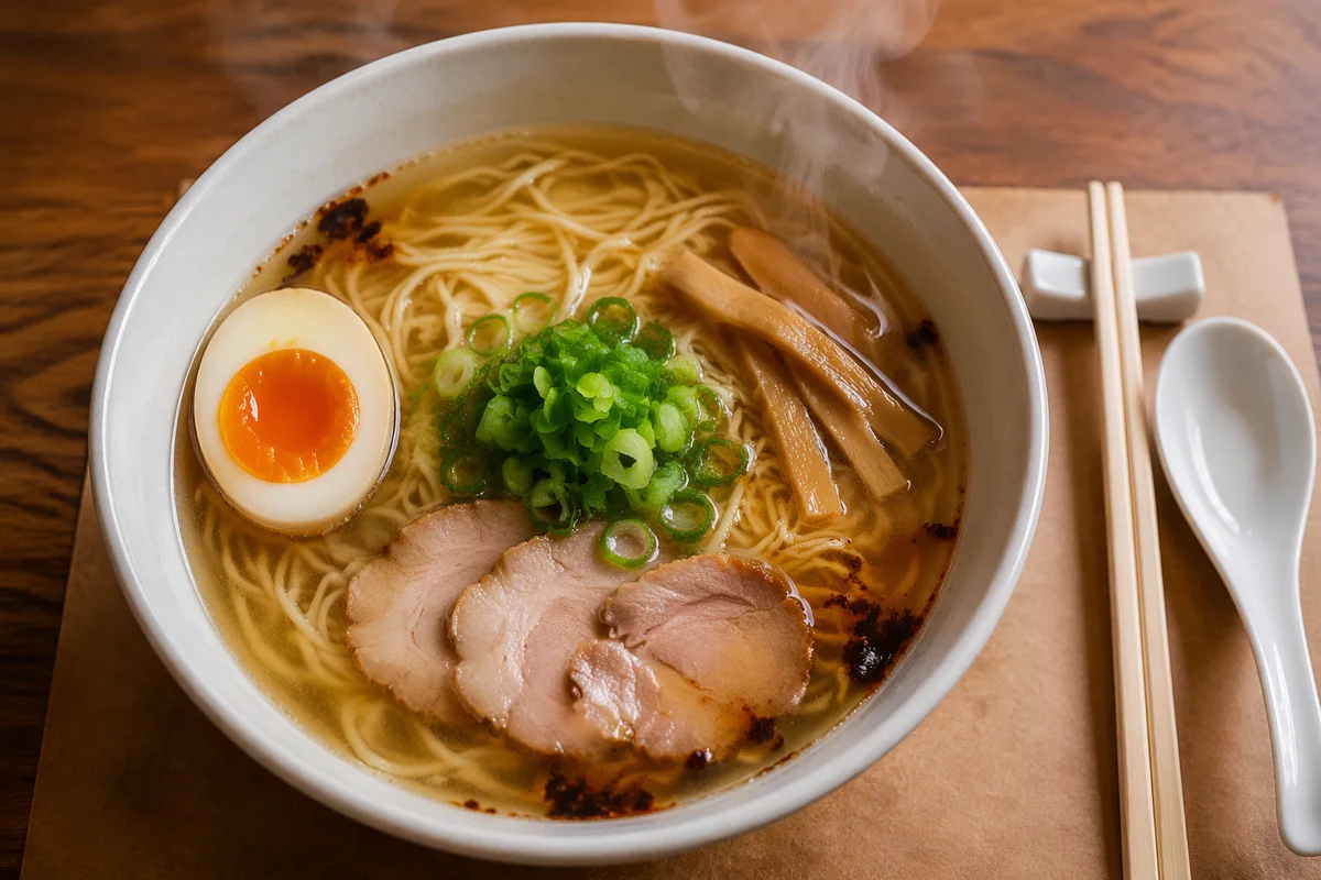 Steaming Ramen Bowl with Chopsticks