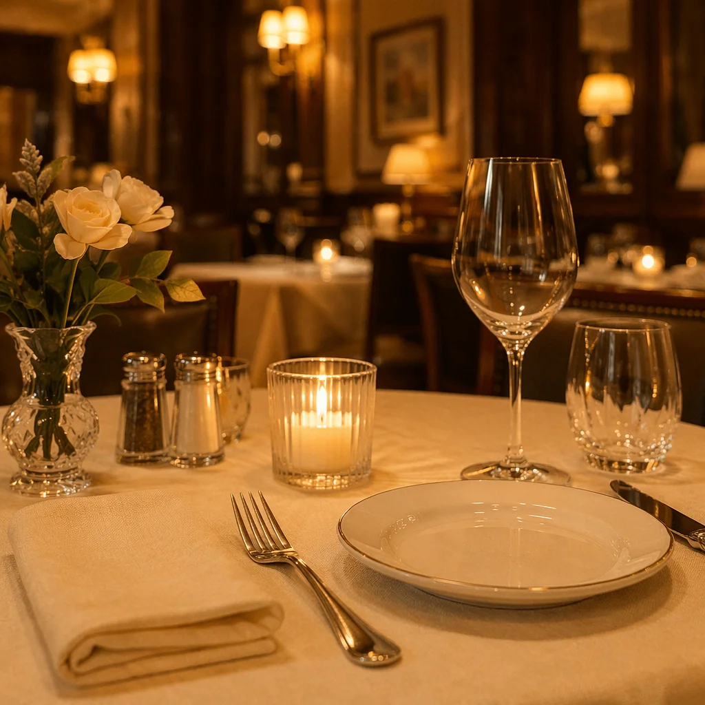 Elegant Candlelit Restaurant Table Setting