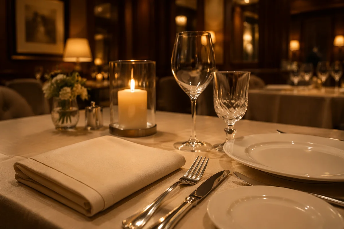 Elegant Candlelit Restaurant Table Setting