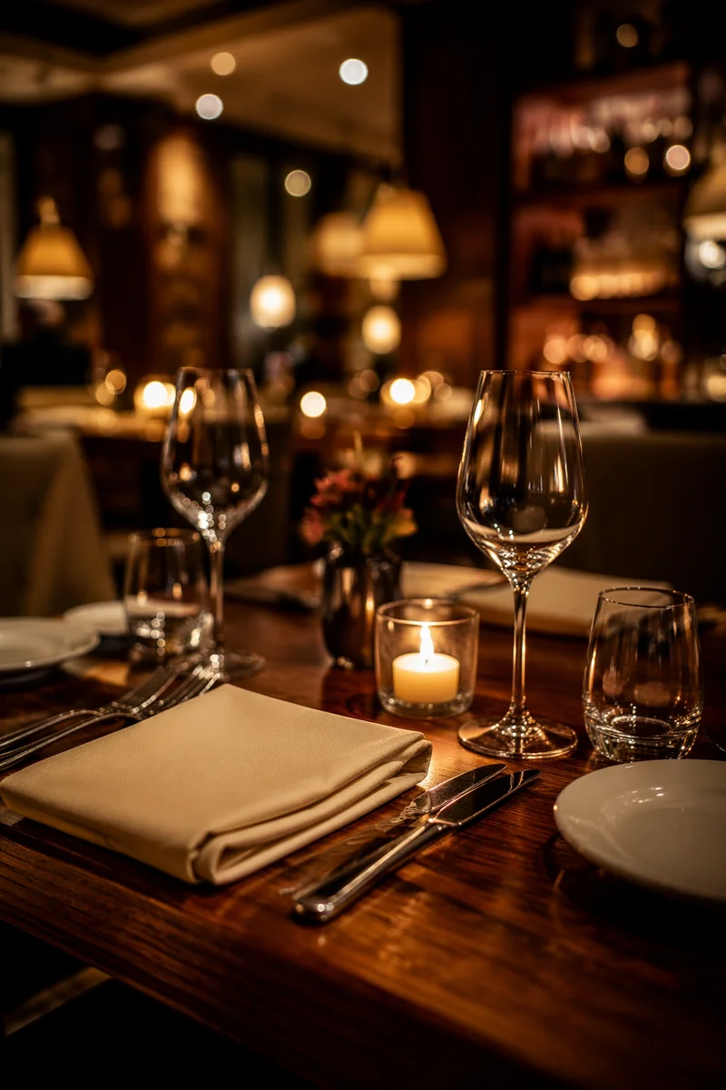 Elegant Candlelit Restaurant Table Setting