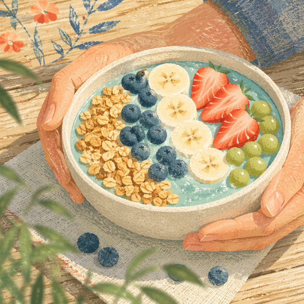 Berry Granola Smoothie Bowl Overhead Brunch