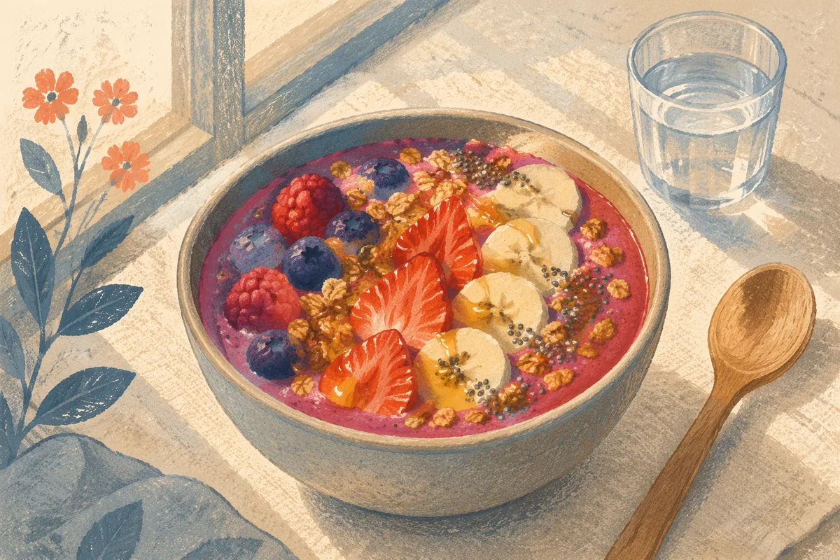 Fresh Berry Granola Smoothie Bowl Breakfast