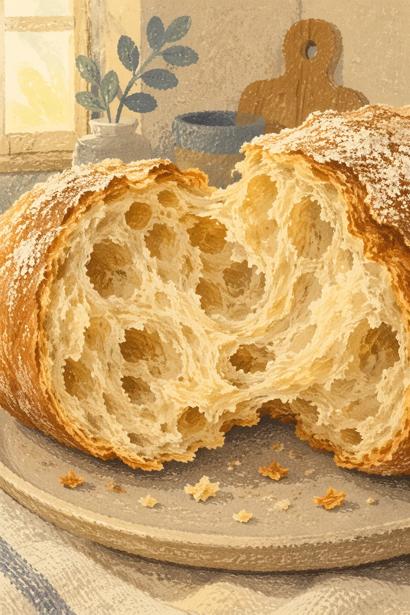 Artisanal Sourdough Crumb Texture Close Up