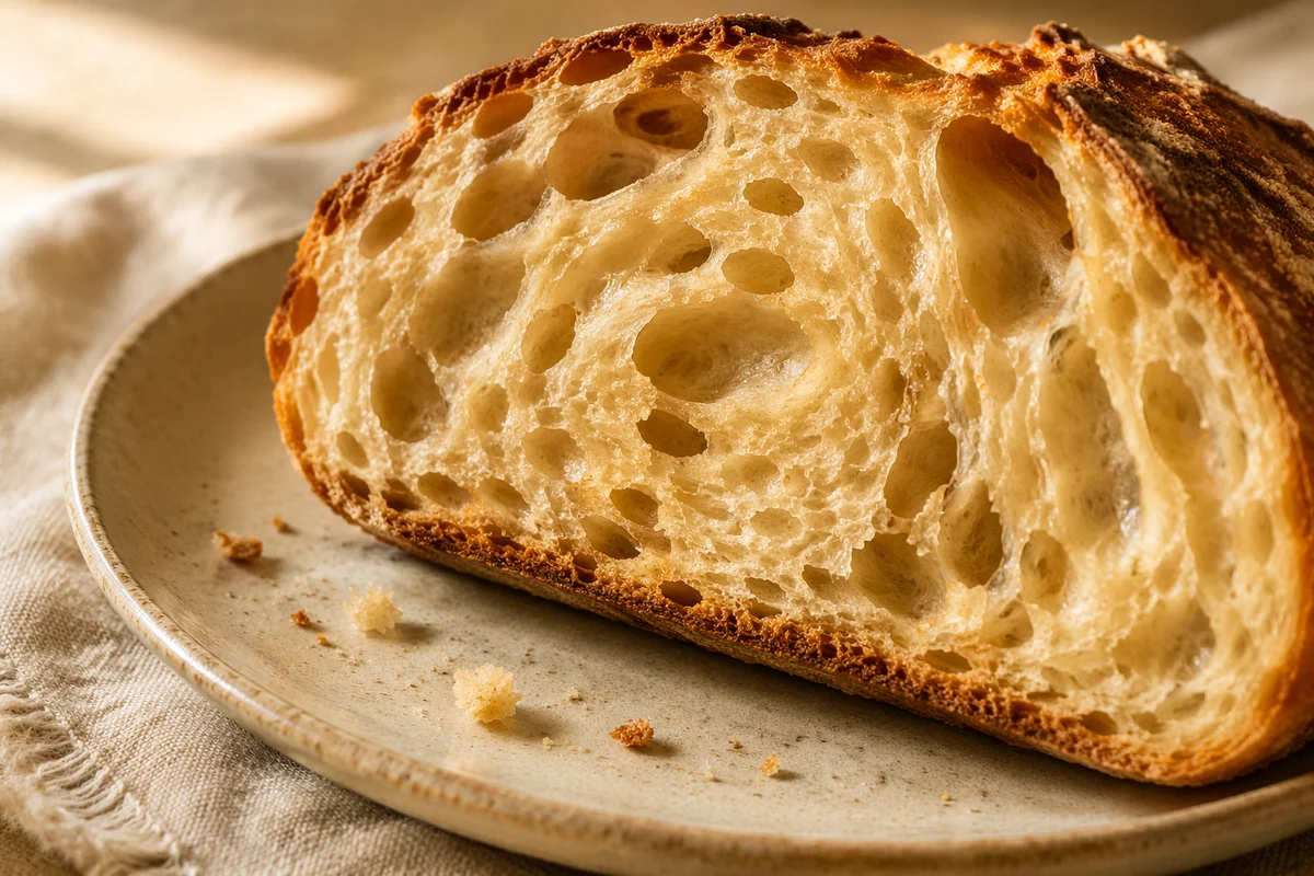 Rustic Sourdough Crumb Texture Close Up