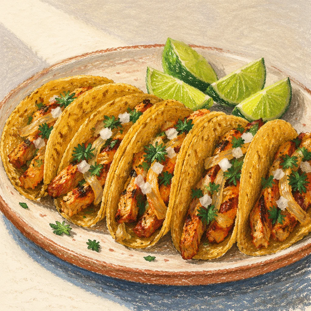 Golden Chicken Tacos with Lime and Cilantro