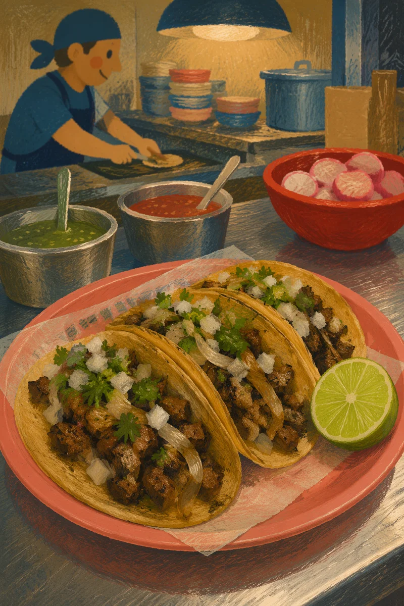 Street-Style Tacos with Lime and Cilantro