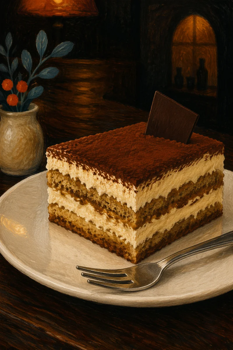 Elegant Tiramisu Slice with Visible Cream Layers