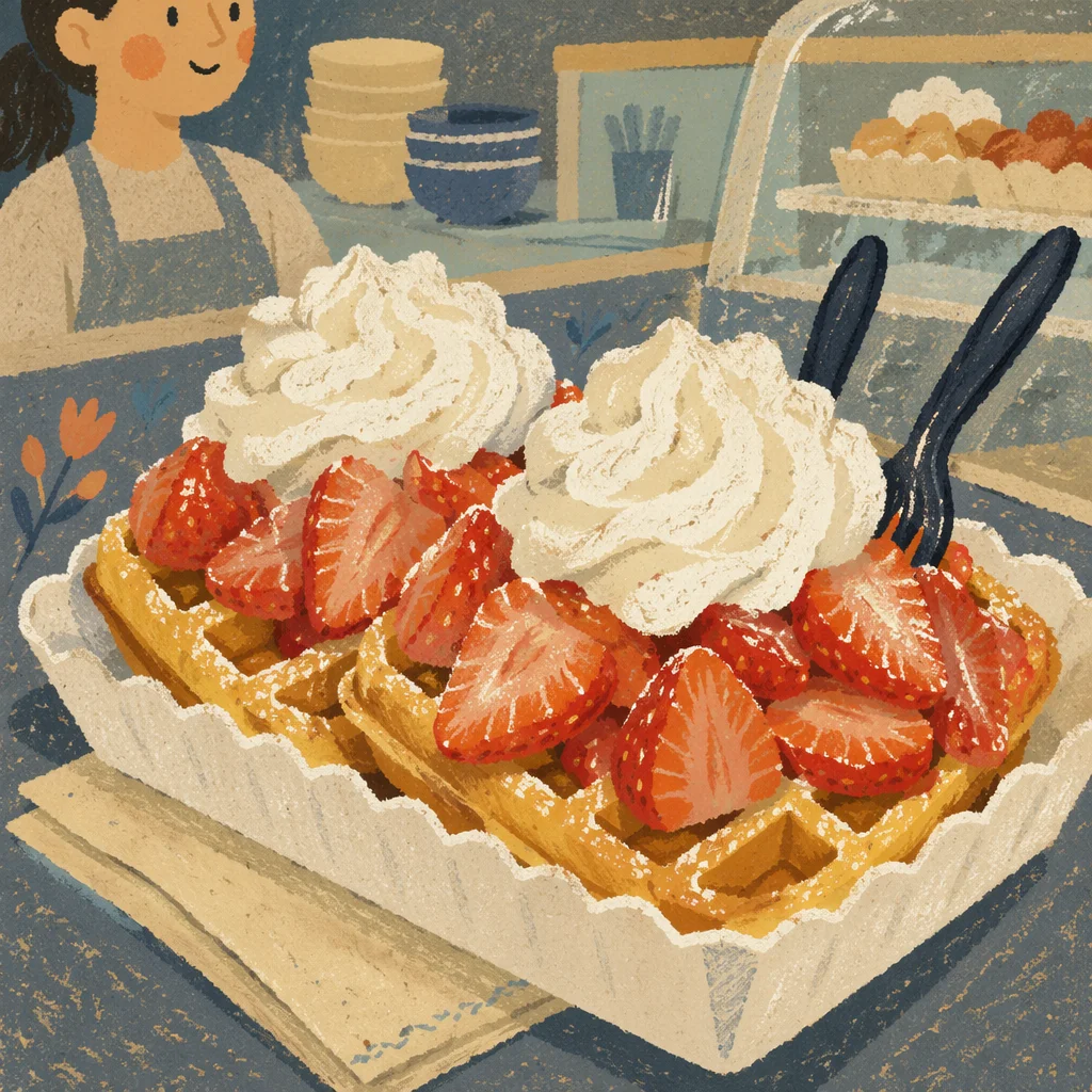 Strawberry Whipped Cream Belgian Waffles