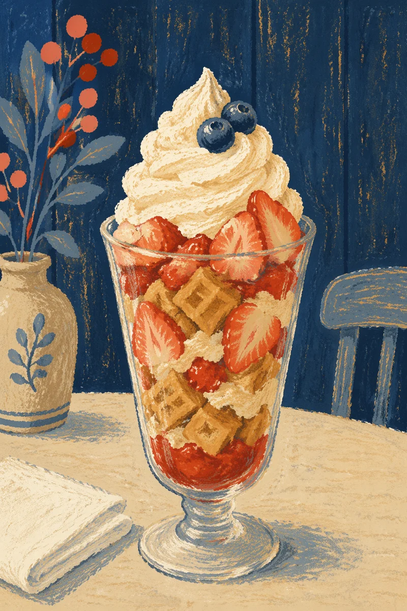 Strawberry Waffle Parfait with Whipped Cream