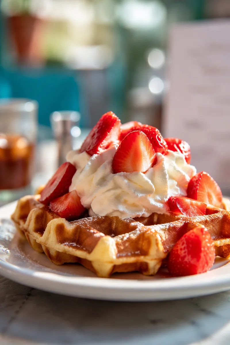 Belgian Waffle Brunch with Strawberries