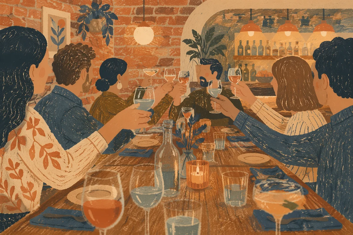 Warm Bistro Wine Glasses Celebration
