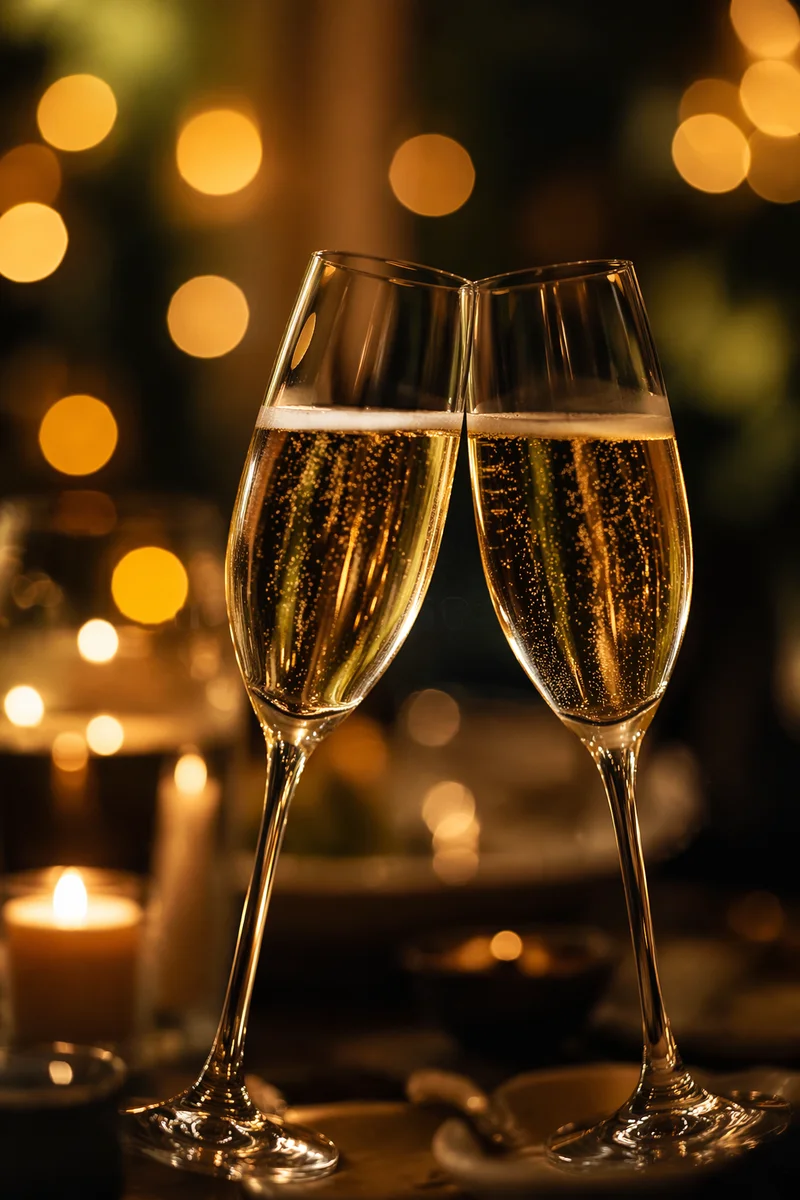Elegant Champagne Toast at Candlelit Dinner
