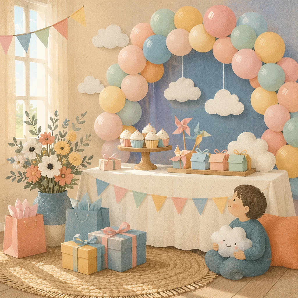 Pastel Baby Shower Party Living Room Decor