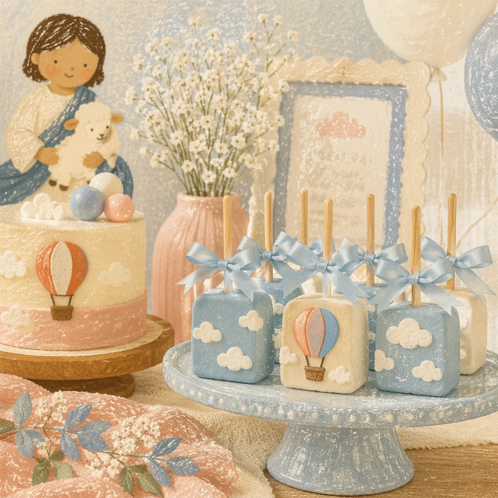 Pastel Baby Shower Treat Table Close-Up