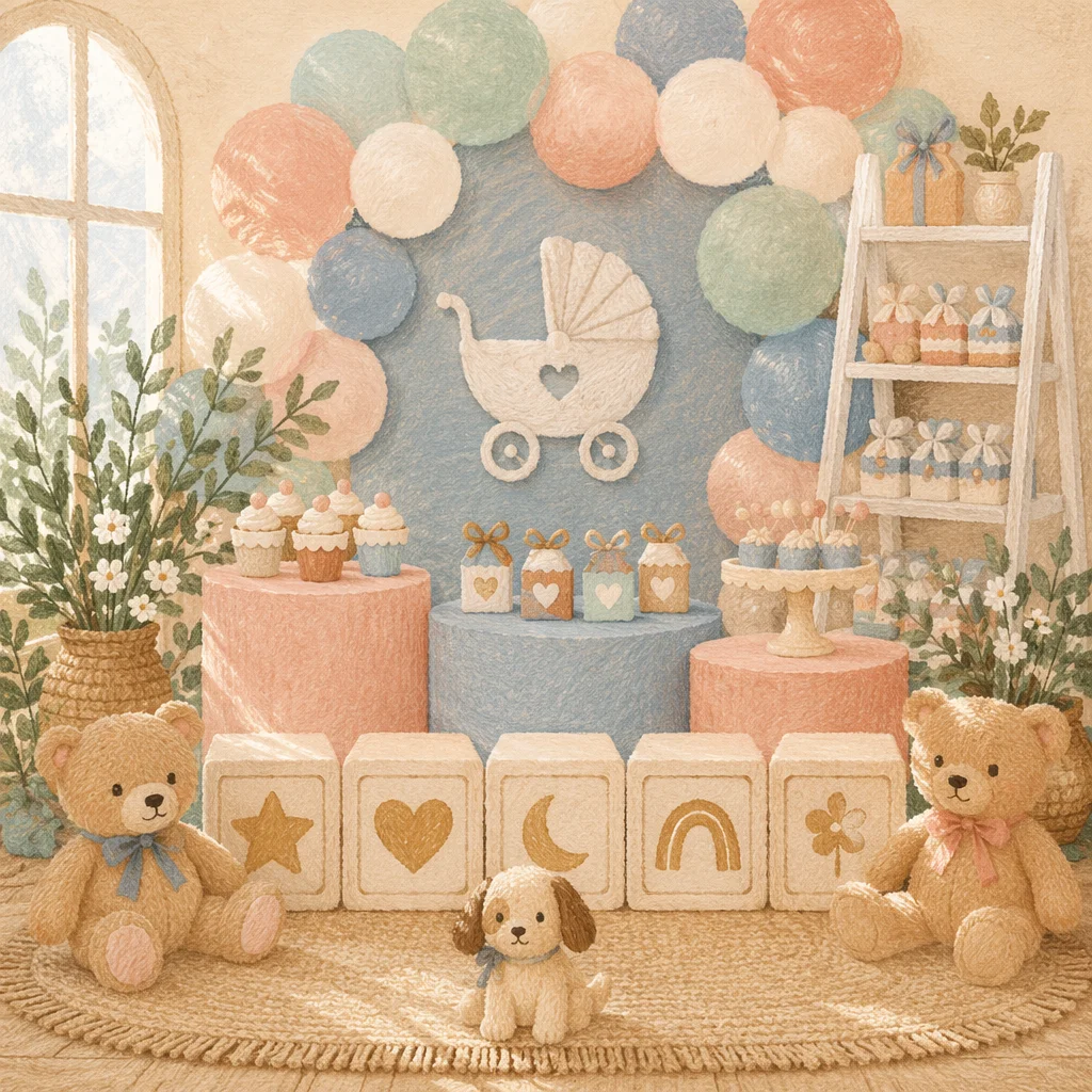 Pastel Baby Shower Dessert Party Display