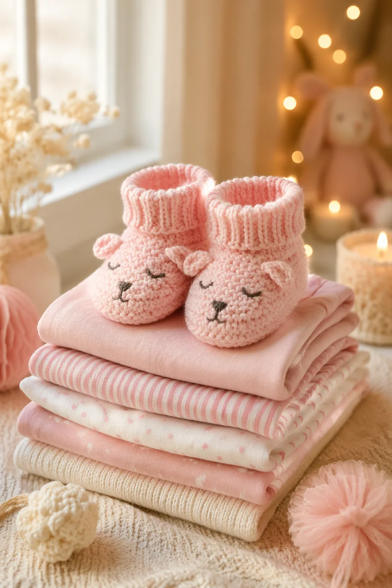 Pastel Baby Shower Booties with Cozy Lights
