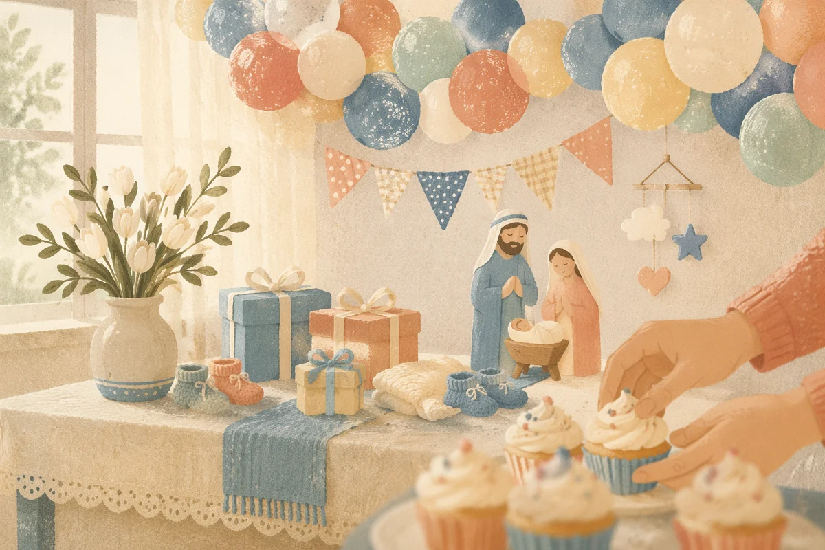 Pastel Baby Shower Dessert Table at Church