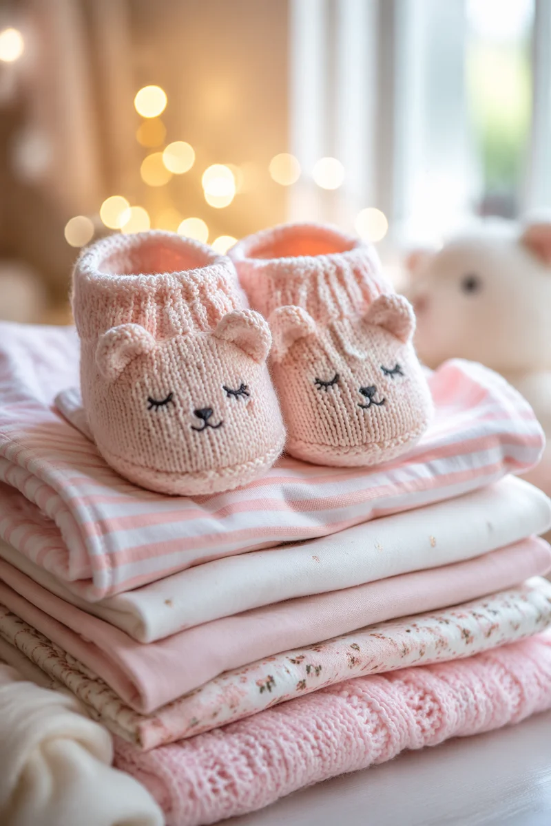 Pastel Baby Shower Booties With Fairy Lights