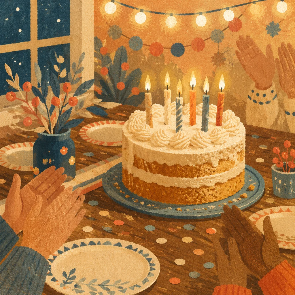 Cozy Birthday Cake Candle Celebration