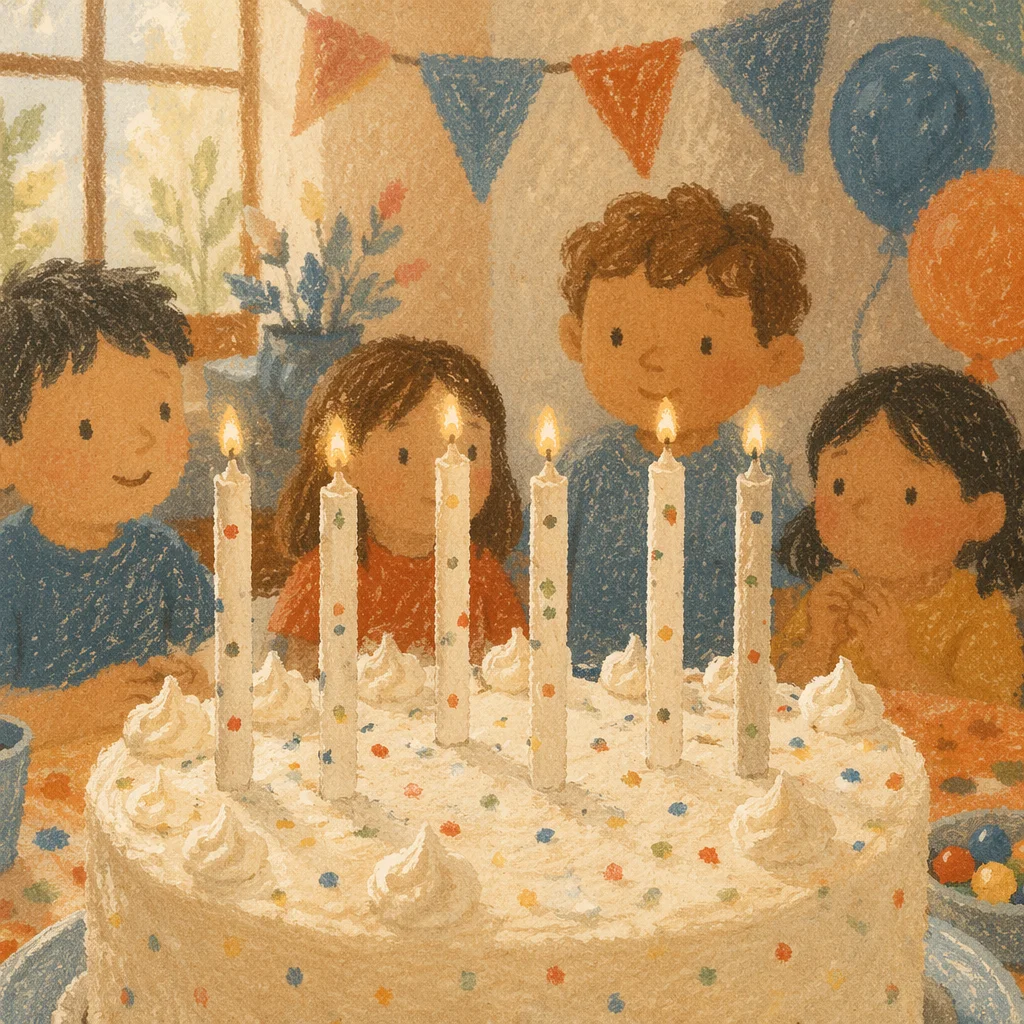 Homemade Birthday Cake with Pastel Candles