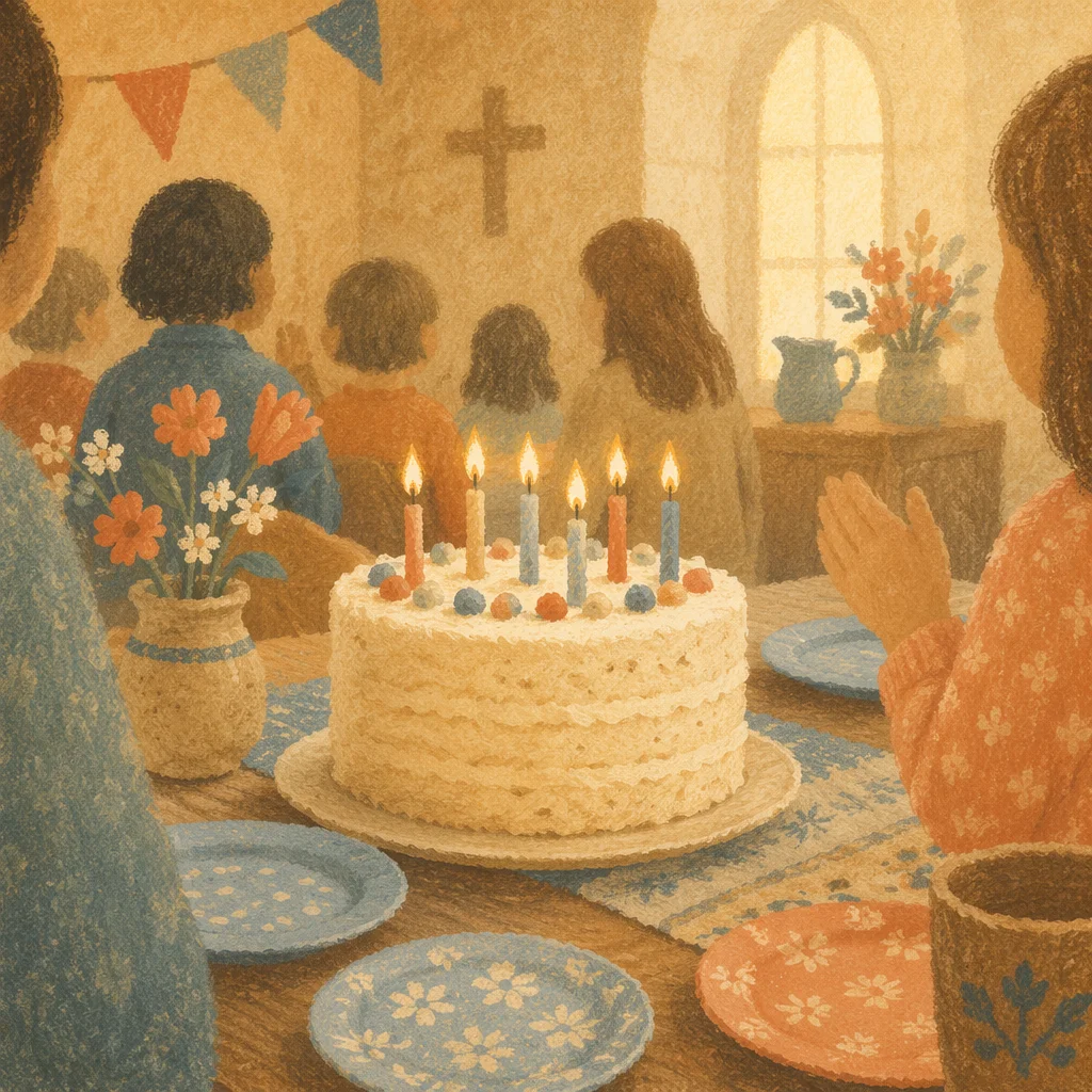 Church Fellowship Birthday Cake Celebration
