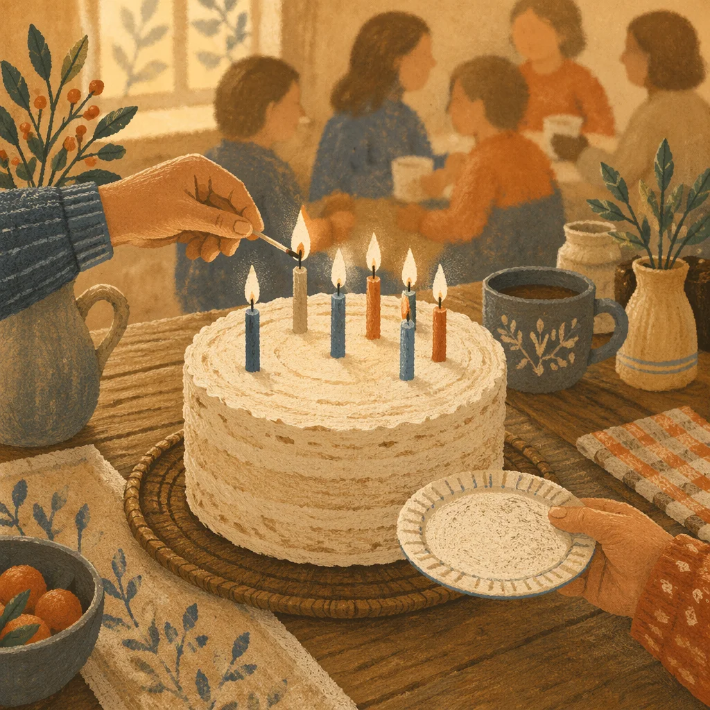 Candlelit Birthday Cake Home Fellowship Celebration